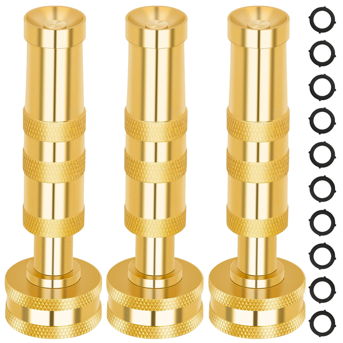 AUTOMAN Brass Hose Nozzle front view shows rugged durability for outdoor tasks.