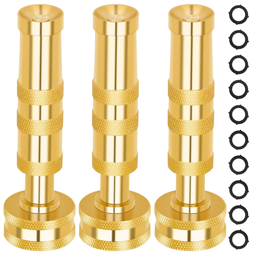 AUTOMAN Brass Hose Nozzle front view shows rugged durability for outdoor tasks.
