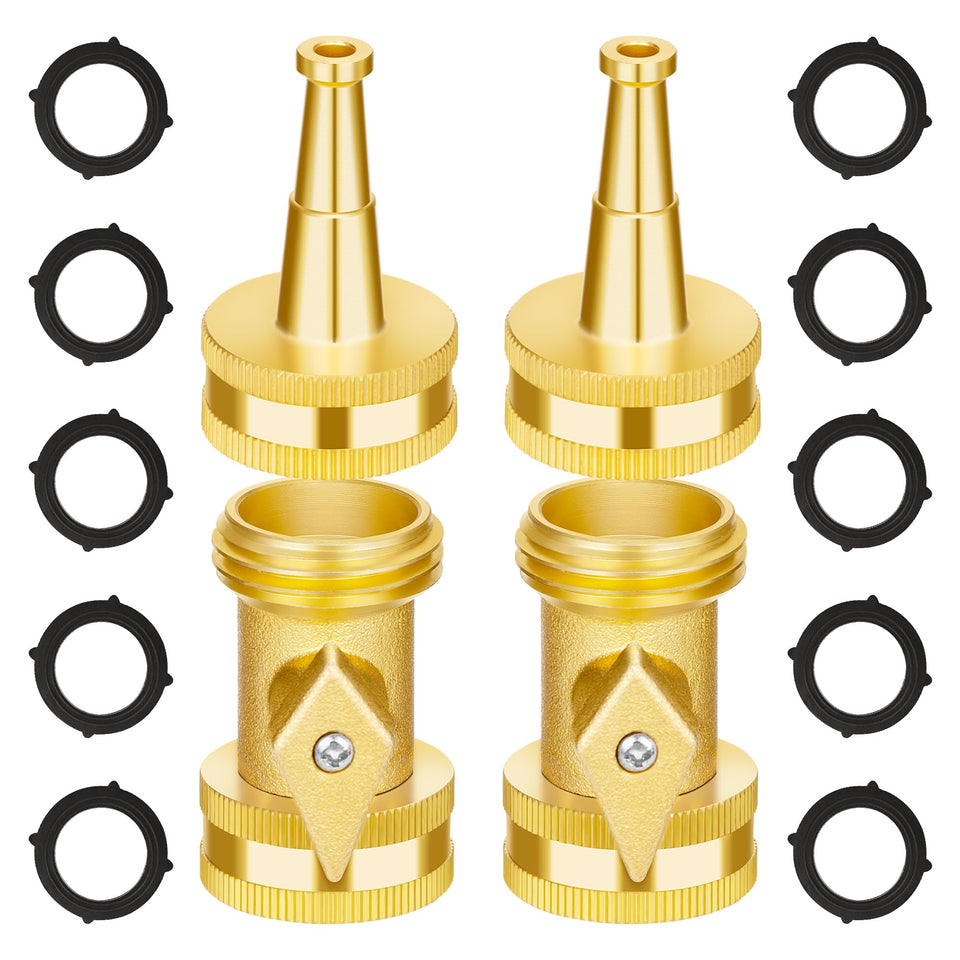 AUTOMAN brass hose nozzle delivers a powerful jet for car cleaning and outdoor watering.