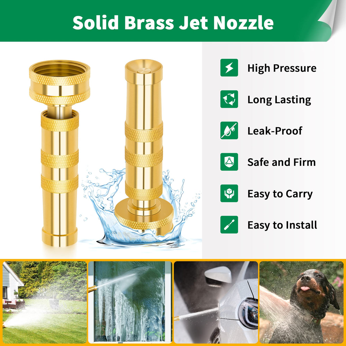 AUTOMAN brass hose nozzle long-lasting brass body resisting rust and wear