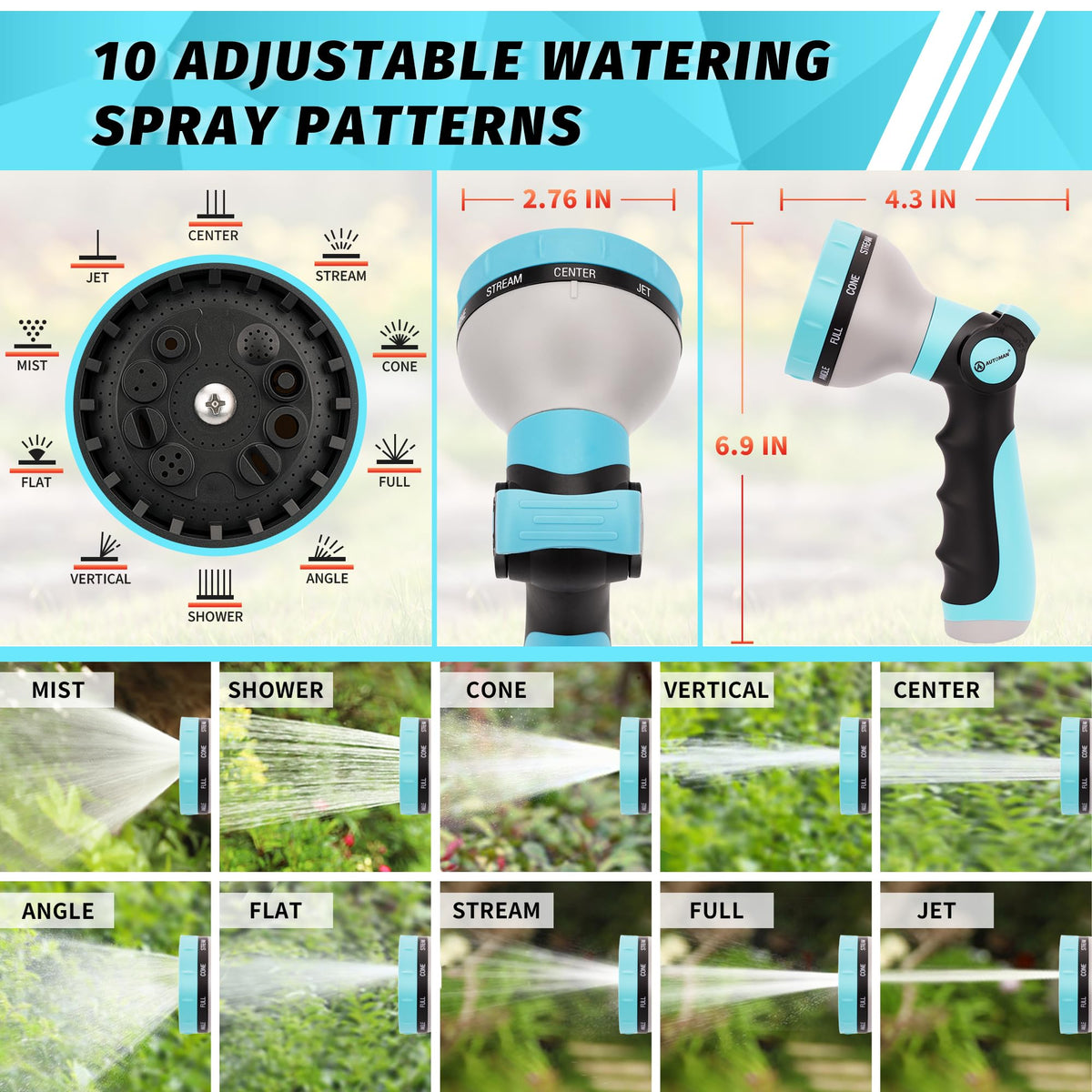 AUTOMAN Heavy-duty nozzle ideal for car washing and window cleaning