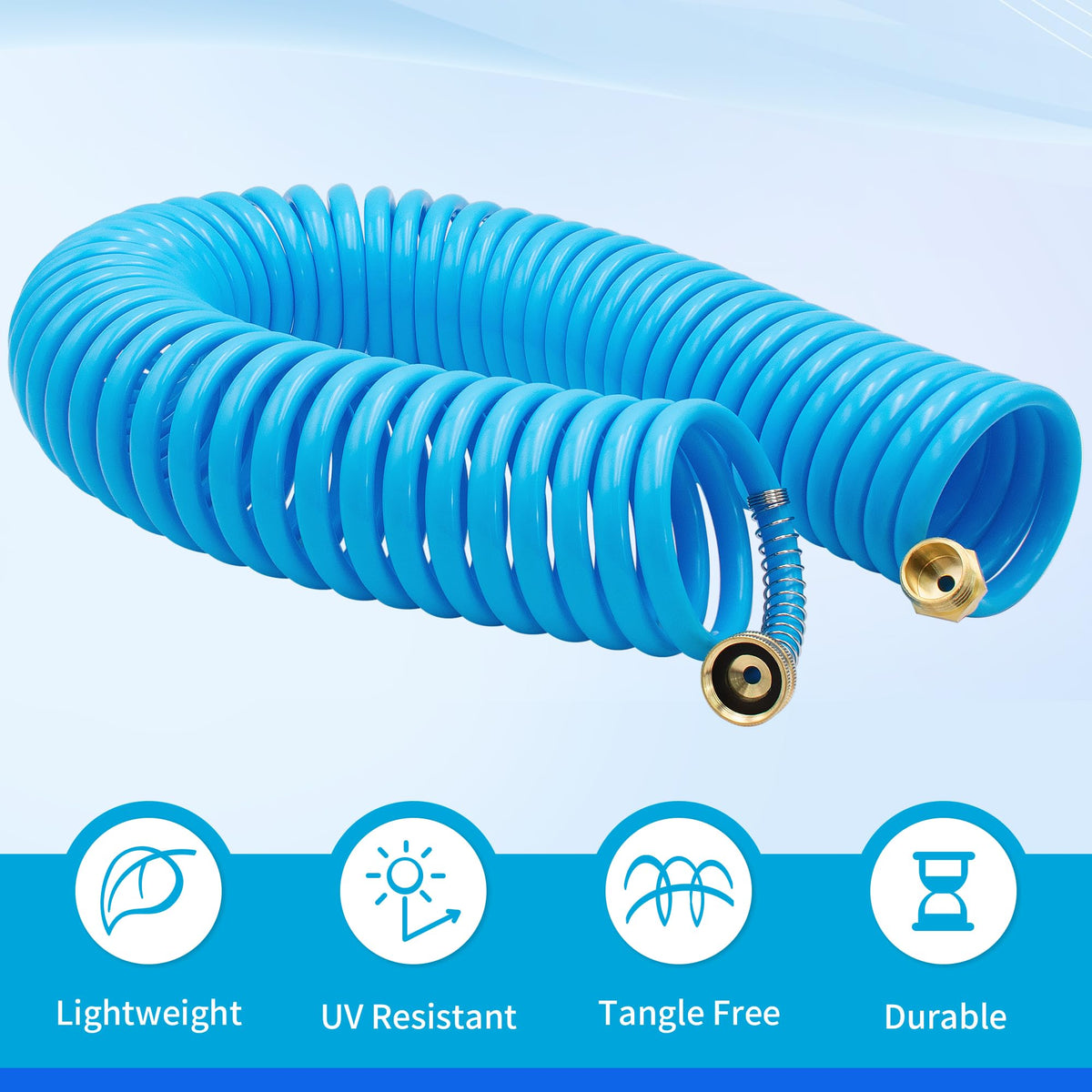 AUTOMAN Coil Garden Hose brass fittings resist corrosion for durable connections