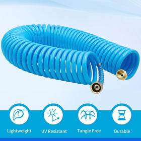 AUTOMAN Coil Garden Hose brass fittings resist corrosion for durable connections