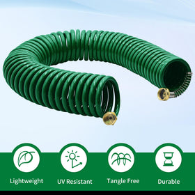 AUTOMAN coil garden hose retracted compact view ideal for easy storage