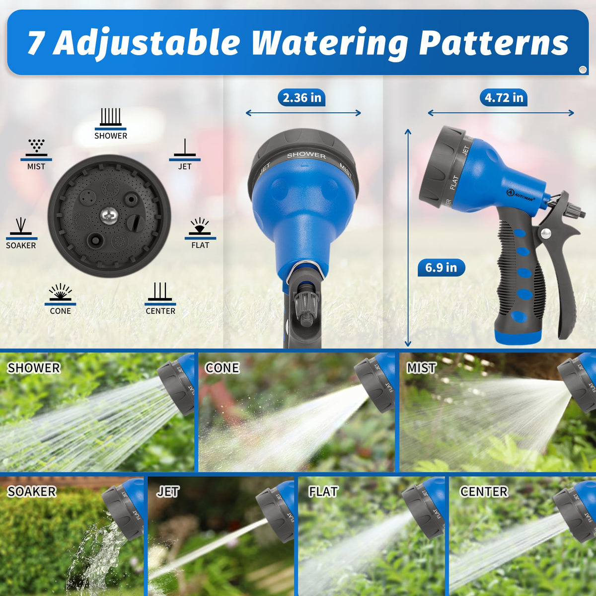 AUTOMAN ergonomic rubberized grip provides slip resistance for comfortable use.