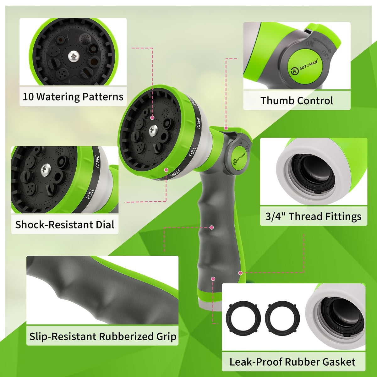 AUTOMAN ergonomic grip with slip-resistant handle for comfortable, prolonged use.