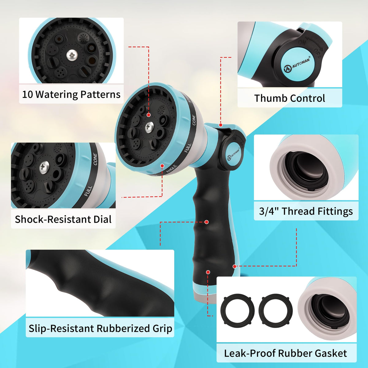 AUTOMAN Ergonomic slip-resistant handle for comfortable extended use