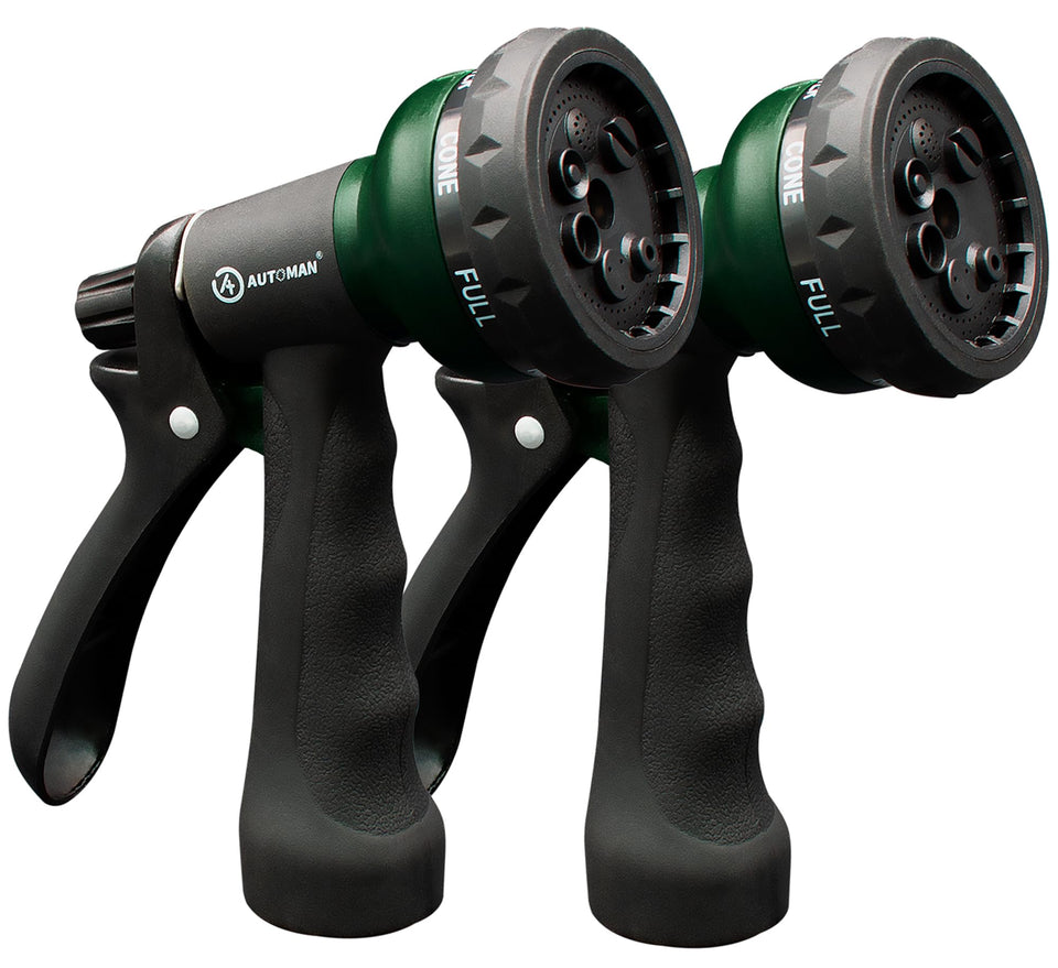 AUTOMAN garden-hose-nozzle-2pack setup for versatile watering tasks.