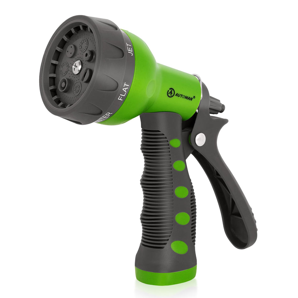 AUTOMAN nozzle with 7-pattern dial for versatile watering.