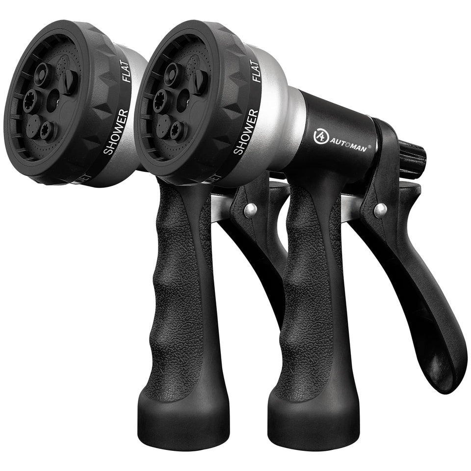 AUTOMAN garden hose nozzle with 7 patterns for versatile watering tasks
