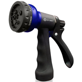 AUTOMAN garden hose nozzle with seven patterns for versatile watering.