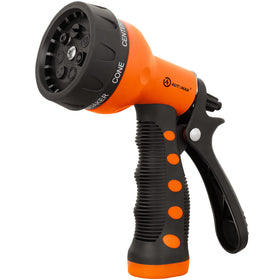 AUTOMAN garden hose nozzle with seven patterns for versatile watering tasks.