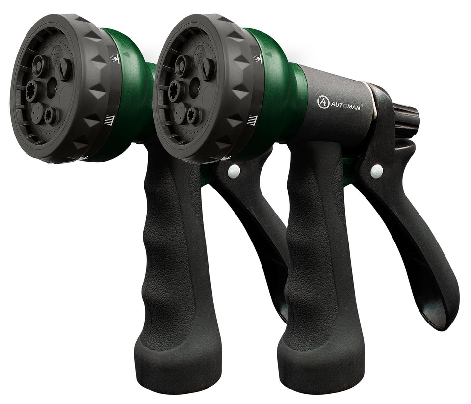 AUTOMAN garden hose nozzle with 7 adjustable patterns for versatile watering