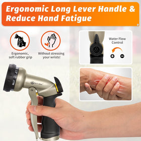 AUTOMAN garden hose nozzle cone pattern concentrates high-pressure spray for tough outdoor cleaning.