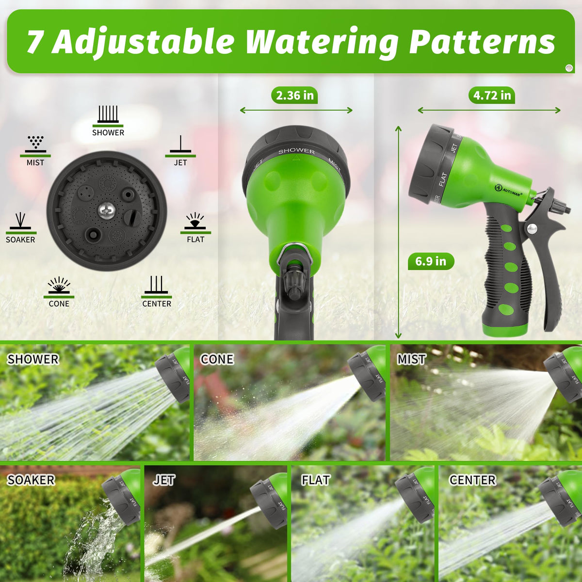 AUTOMAN nozzle ergonomic slip-resistant grip enhances comfort.
