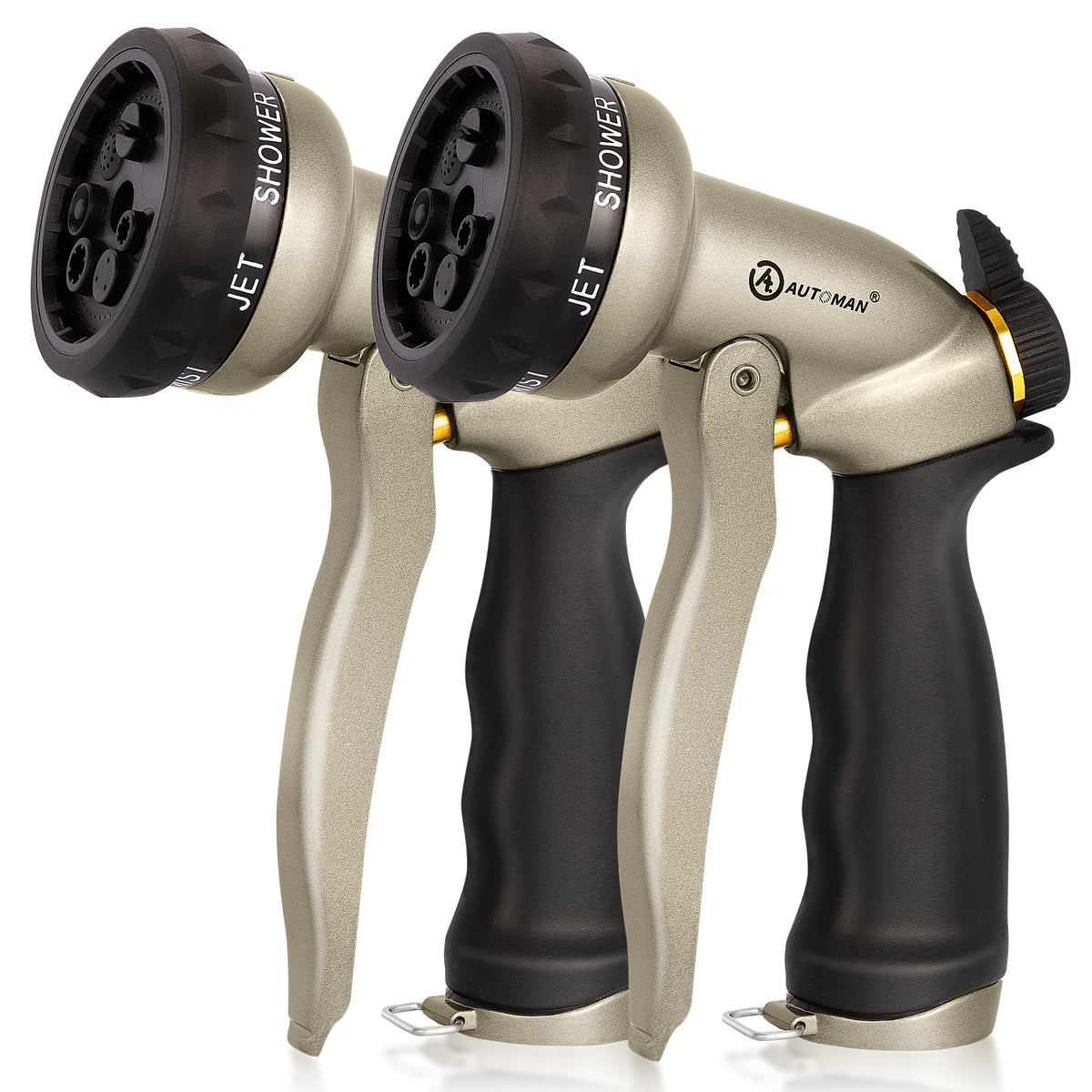 AUTOMAN garden hose nozzle jet pattern for powerful cleaning and efficient watering.