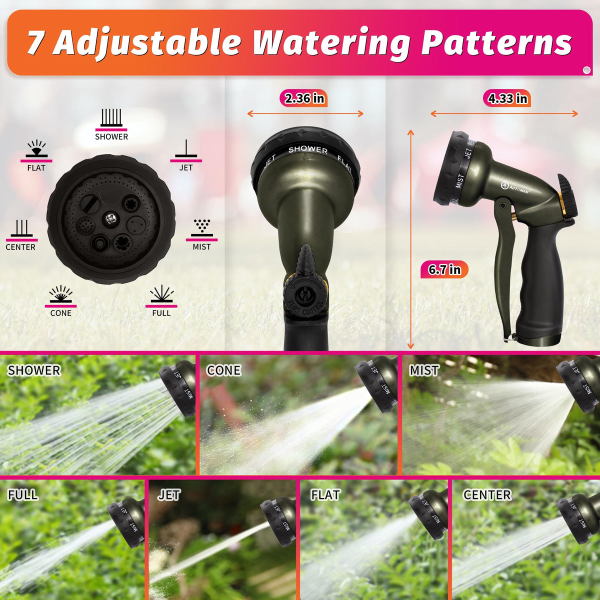 AUTOMAN nozzle with anti-leak design and threaded fitting.
