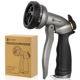 AUTOMAN garden hose nozzle with all-metal construction for durable outdoor watering.
