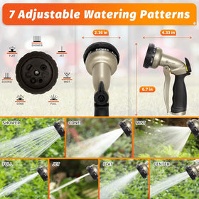 AUTOMAN garden hose nozzle mist pattern distributes a soft mist for delicate irrigation.