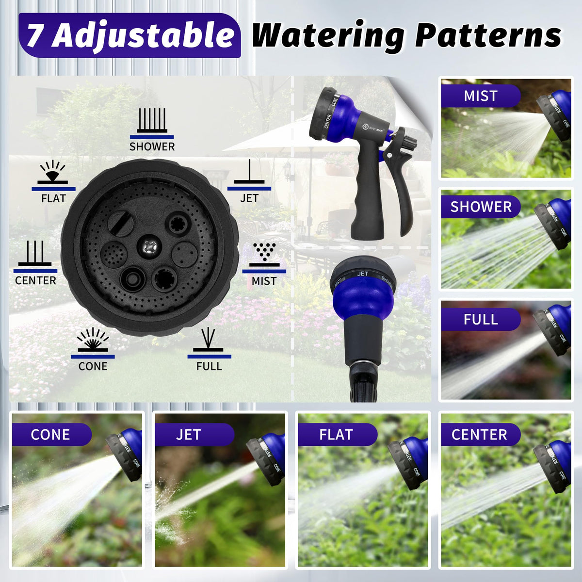 AUTOMAN hose nozzle with slip-resistant grip, comfortable to hold during extended watering.