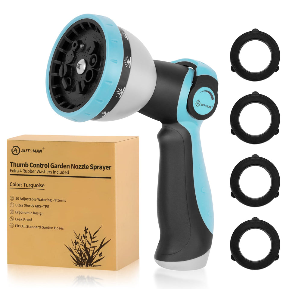AUTOMAN garden hose nozzle sprayer with thumb control for easy watering