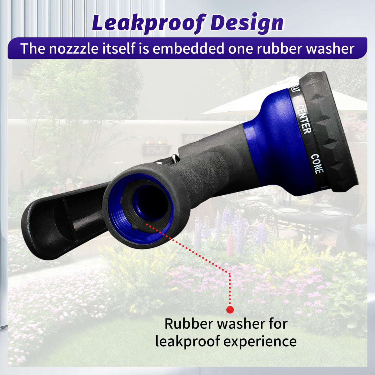 AUTOMAN garden nozzle fits standard hoses for easy setup.