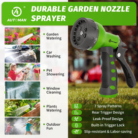 AUTOMAN nozzle ideal for watering, washing cars, and pet care.