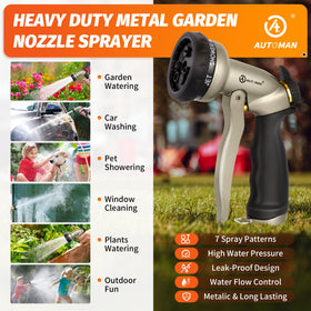 AUTOMAN garden hose nozzle wide-application for watering and cleaning