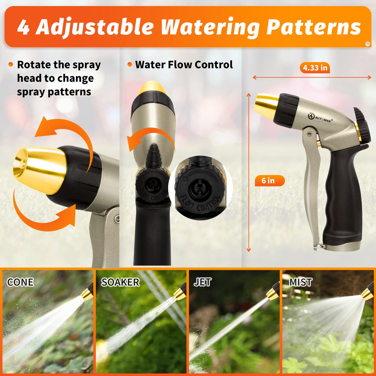 AUTOMAN nozzle mist spray for gentle flower watering and delicate foliage.
