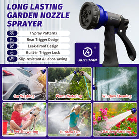 AUTOMAN garden nozzle ideal for plants, cars, windows, and outdoor cleaning.