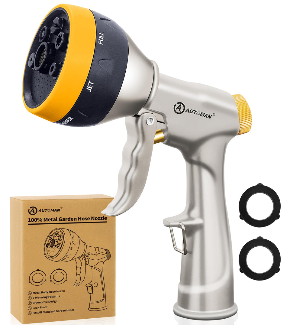 AUTOMAN garden nozzle sprayer with ergonomic handle for comfortable long watering sessions.