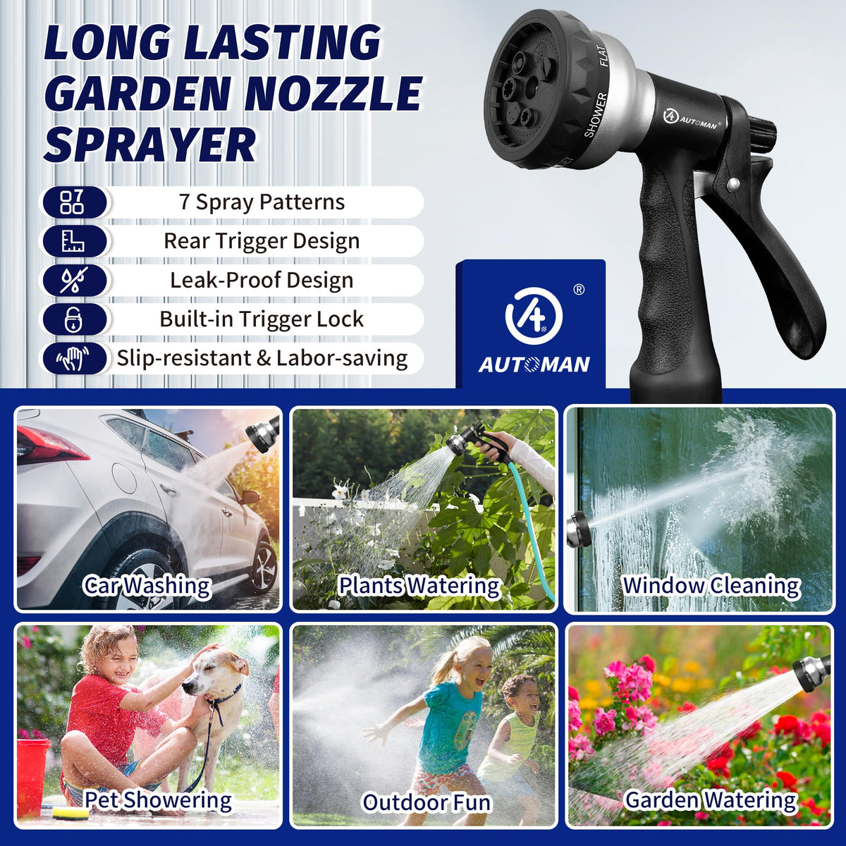AUTOMAN garden watering nozzle ideal for yard and lawn care