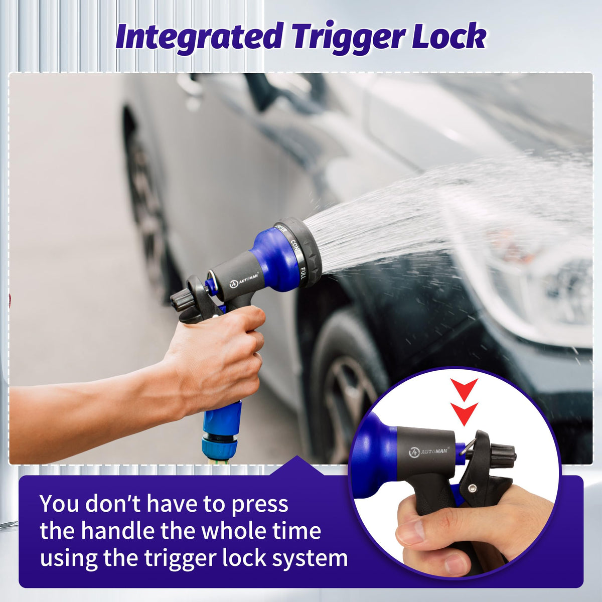 AUTOMAN leak-free seal with rubber gasket ensures tight hose fit.