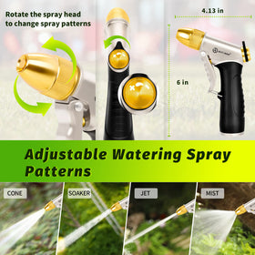 AUTOMAN metal hose nozzle adjustable handle shows ergonomic design for comfortable prolonged use.