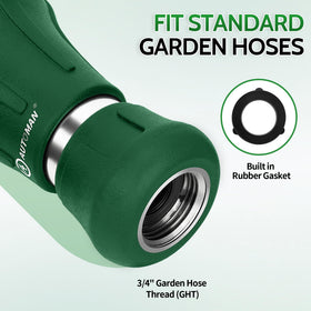 AUTOMAN nozzle leak-proof quick-connector image shows secure fit with standard hoses.