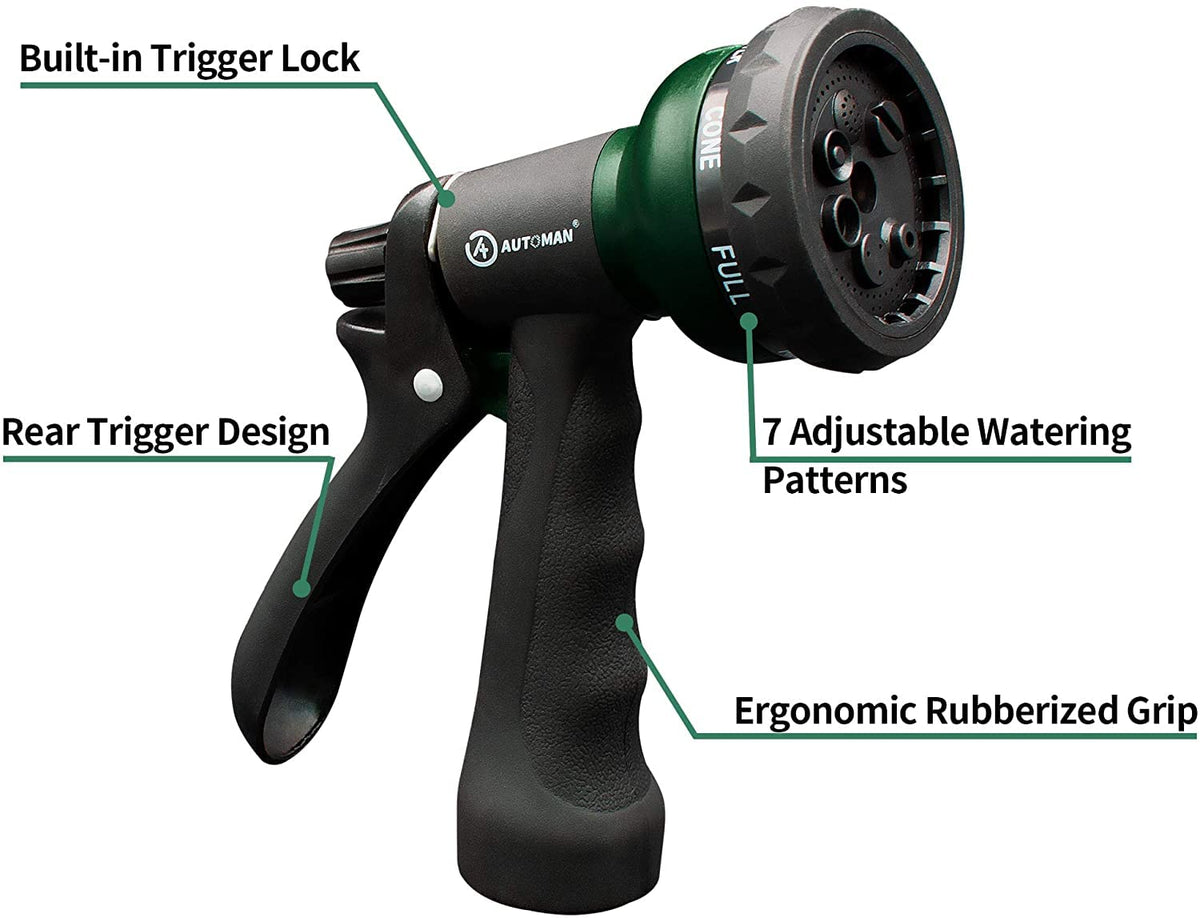 AUTOMAN nozzle-pattern-dial shows seven settings for flexible watering.