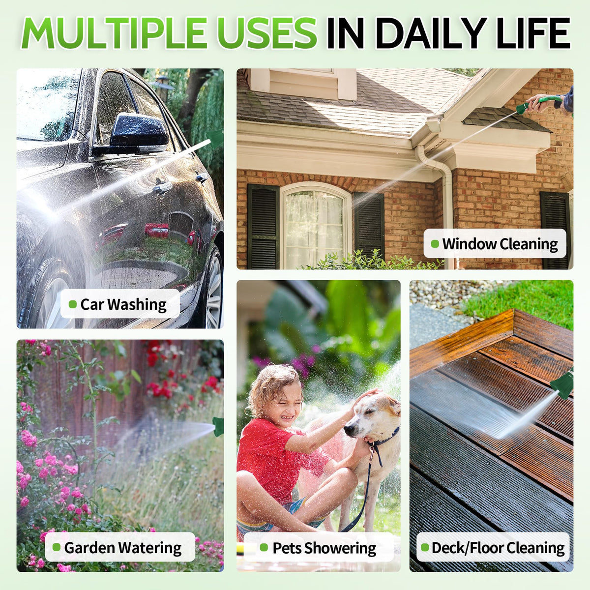 AUTOMAN nozzle versatile use for car washing and window cleaning at home.