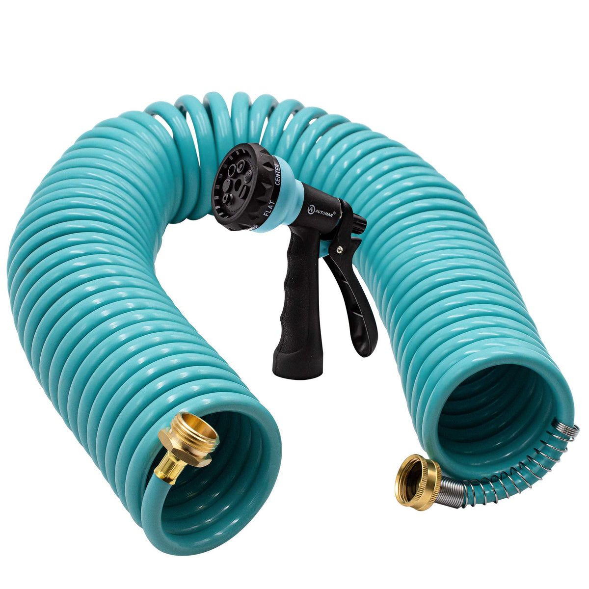 AUTOMAN recoil garden hose 50ft enables easy watering and tidy storage.