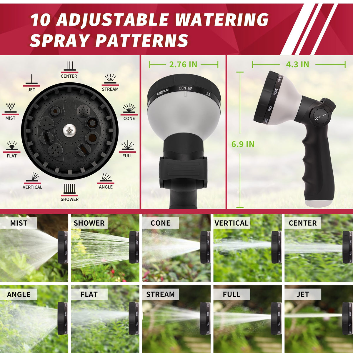 AUTOMAN nozzle suitable for watering, washing cars, and windows