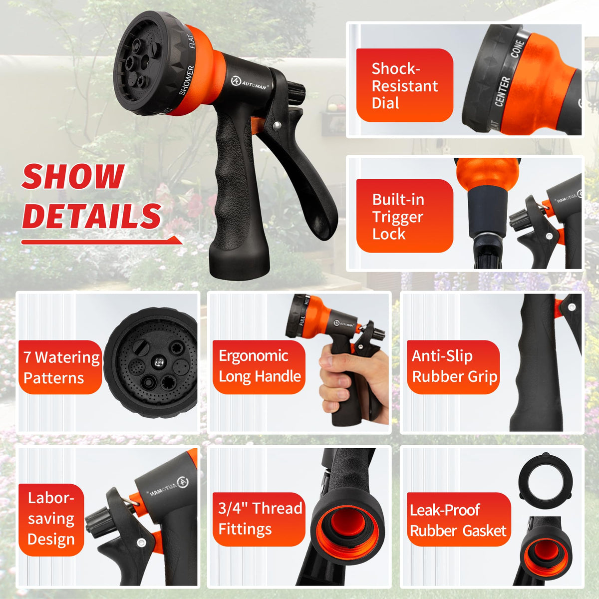 AUTOMAN slip-resistant grip shown for comfortable, extended use