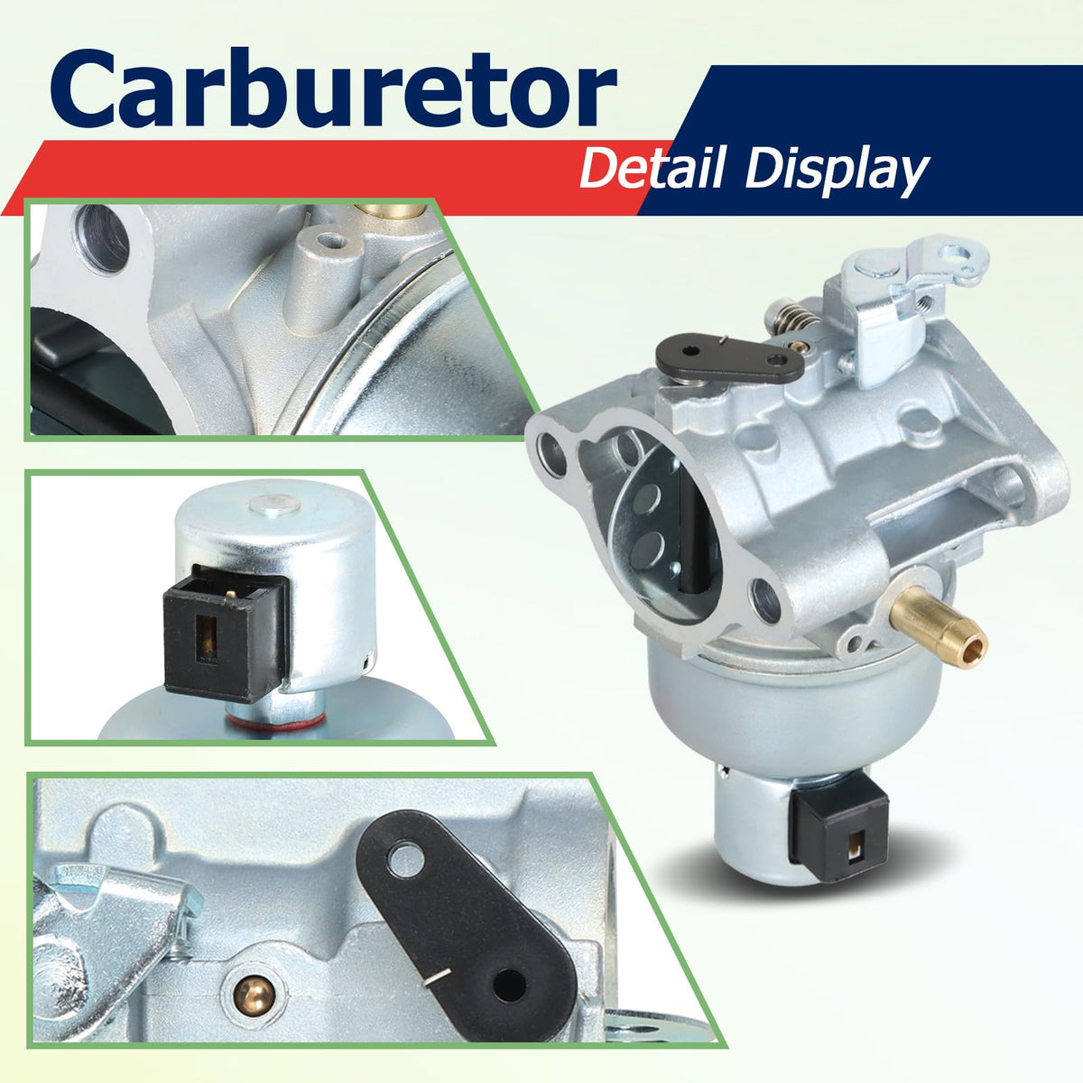 Autoparts carburetor package includes gaskets and filter for complete replacement.
