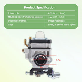 Autoparts carburetor PCV43 kit packaging back view, easy install compatibility.