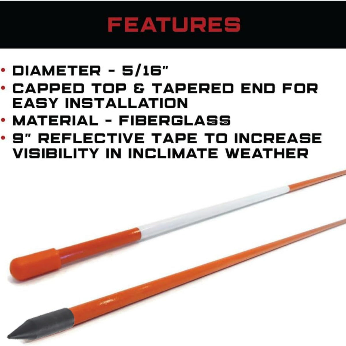 Autoparts reflective tape 9in section boosts marker visibility from all angles.