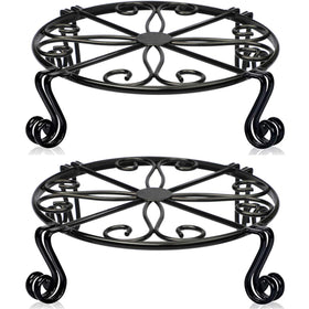 Autopromake sturdy iron plant stand with round black base supports large pots securely.