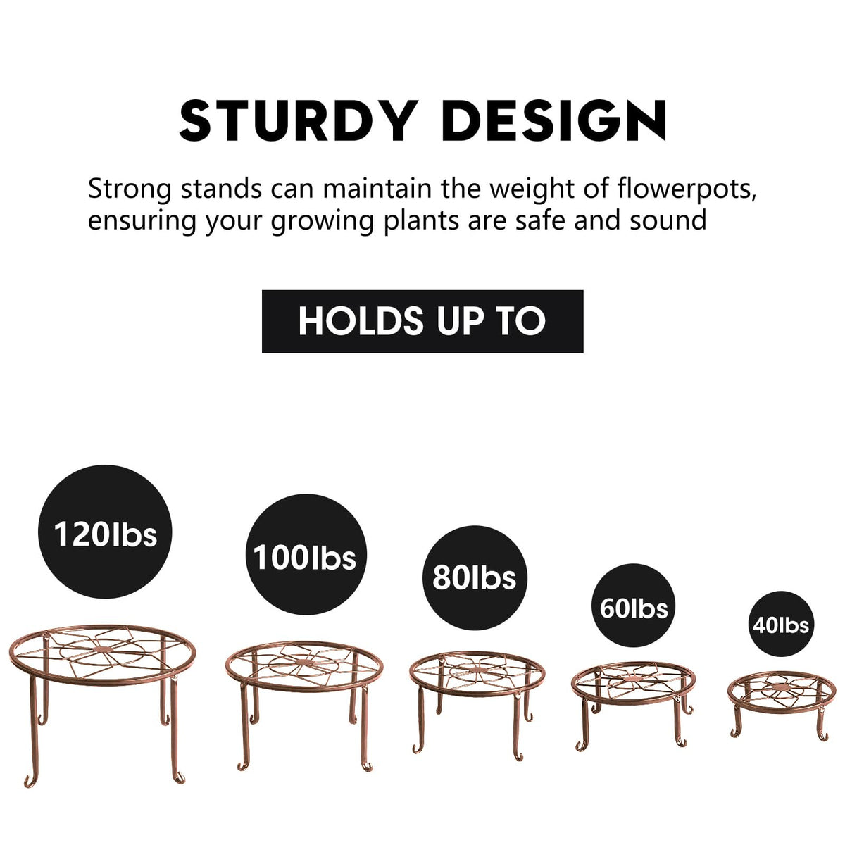 Autopromake welded-iron frame provides sturdy support for large pots