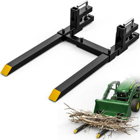 AUTOSAVER88 43-inch clamp-on pallet forks front view for versatile tractor load handling.