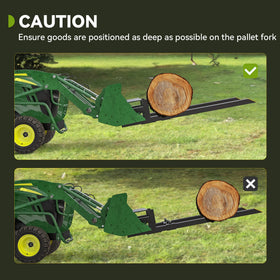 AUTOSAVER88 43-inch clamp-on pallet forks in use with logs for secure loading.