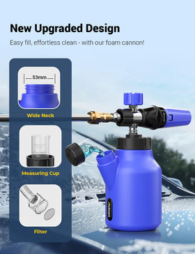 AUTOWN side-fill port design improves bottle stability while applying thick foam.