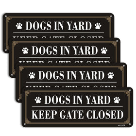 AUYKTE Dogs in Yard sign close gate 4-pack for yard safety and gate control.