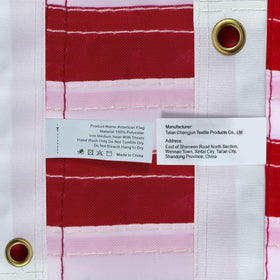 AUYRE flag features UV protection for sunny outdoor displays.